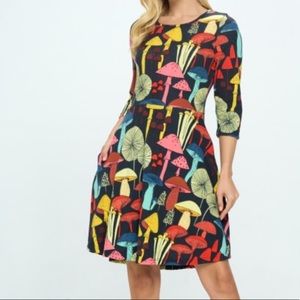Colorful Mushroom Print Dress